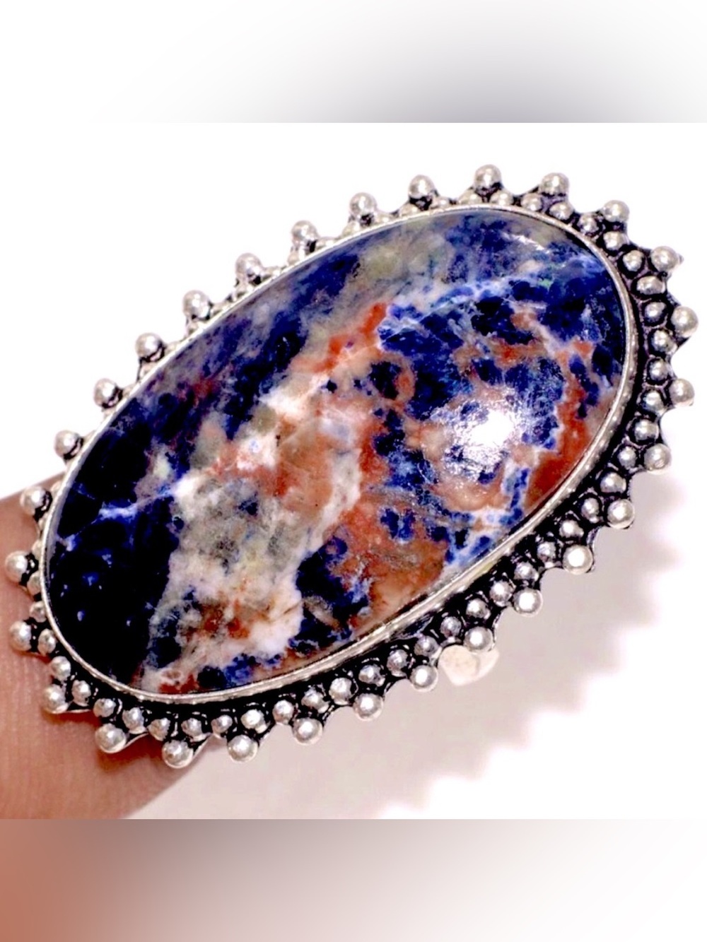 Massive Sodalite Gemstone Ring